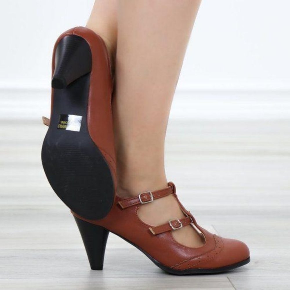 Vintage Style Oxford Heels Rockabilly - Picture 4 of 11